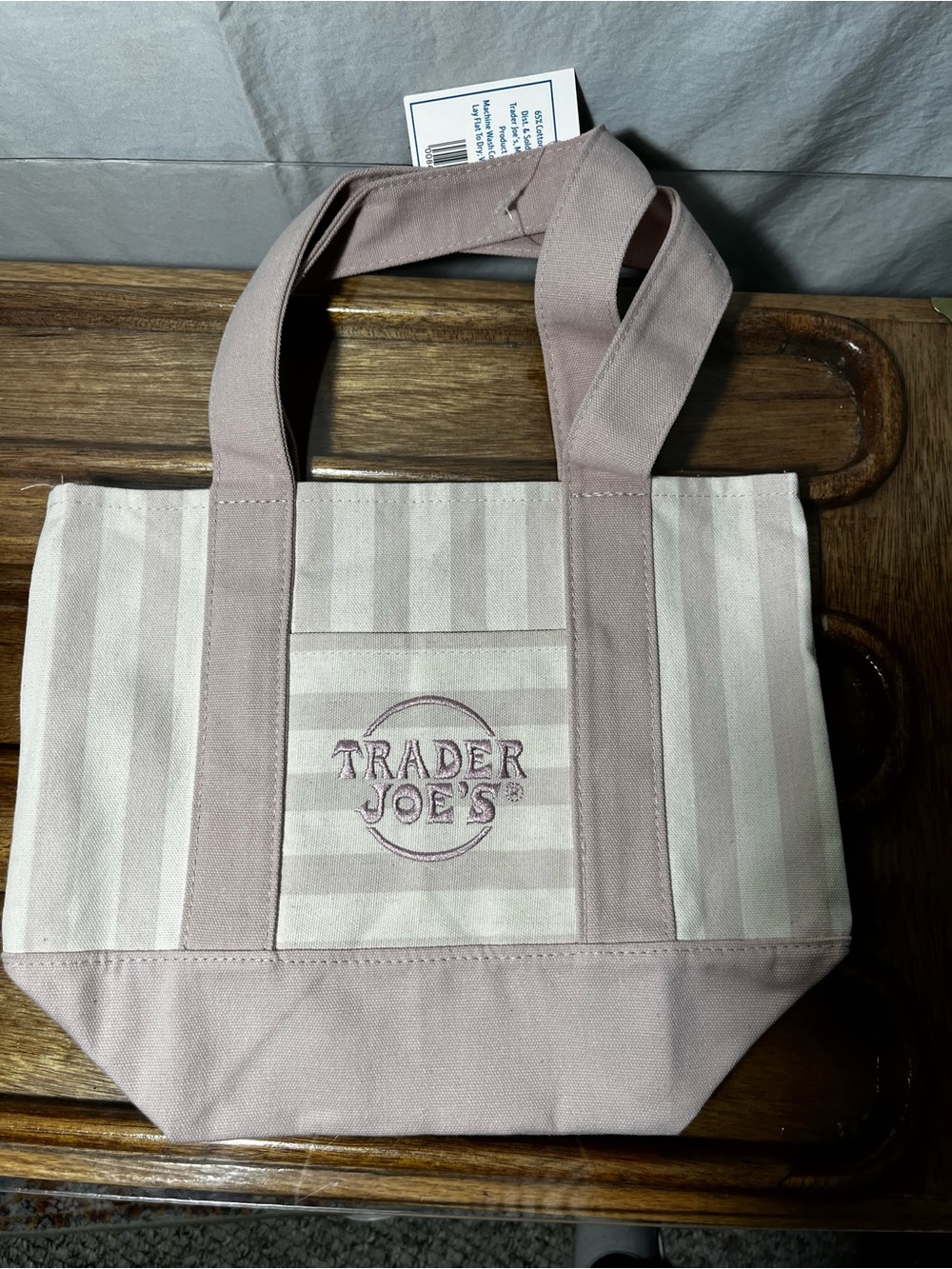 Trader Joe’s Striped Canvas Tote Bags- Pastel Bundle of 4 NWT viral collection - Picture 2 of 8